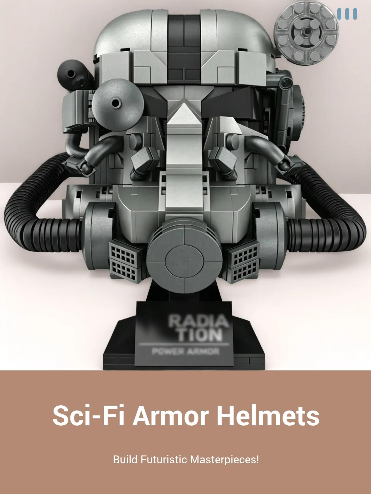 Sci-Fi Heavy Armor Helmet Building Blocks Set - 1088PCS Building Block Assembly Collectible Model Kit with Exquisite Gift Box, Ideal for Holiday & Kids' Presents, Building Sets