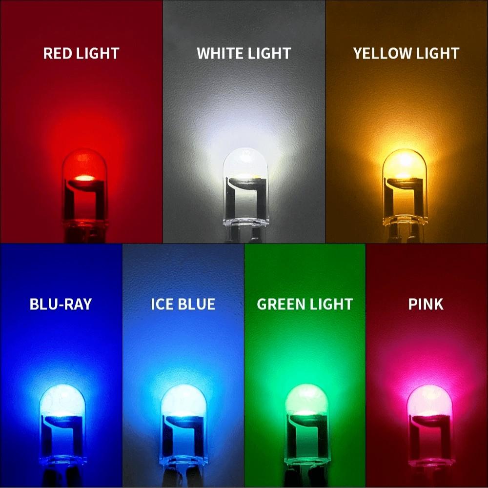 10pcs LED Light T10 COB W5w Y5w 168 194 for Car Interiors, Dome Lights, Parking Lights, Number Plate Lights, 12V Blue Lamps