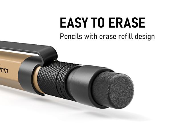 Nicpro 3 Pack 1.3 mm Mechanical Pencil Set with 36 Lead Refill, 3 Eraser - Weatherproof Metal MP2000 Heavy Duty Carpenter Pencil for Outdoor Marking Drafting Drawing Woodworking, Office Stationery Supplies