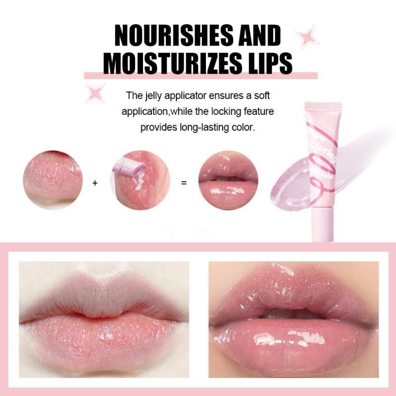 1PC Tinted Lip Jelly 4 Colors PAGEVINE Sugar‑Coloring Balm Light‑Tint Formula Long‑Lasting Hydrating Pastel Squeeze Tube For Date Natural‑Look Lip Cosmetic Gift