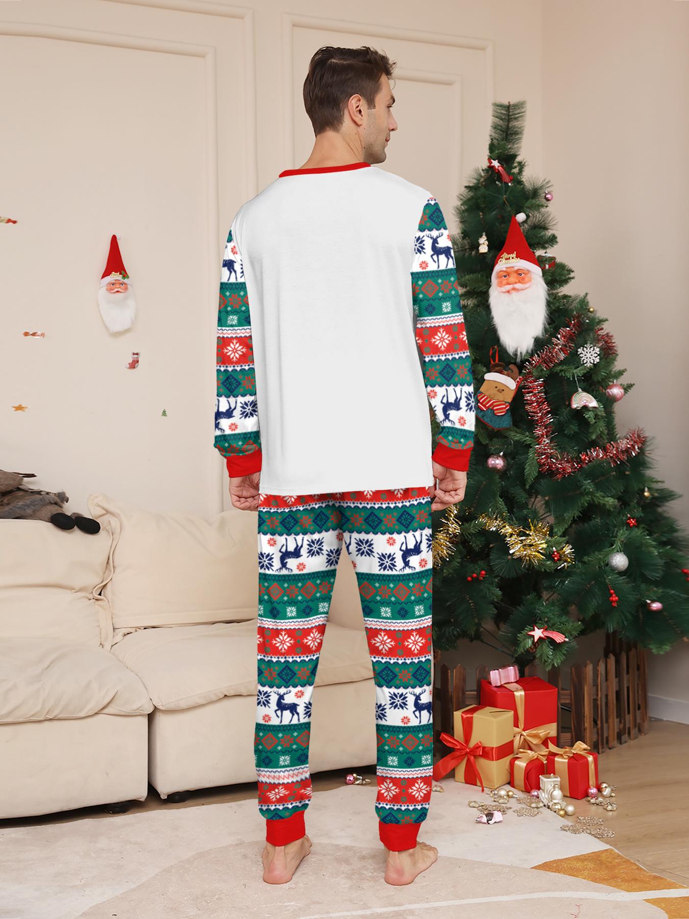 Family Christmas Pajamas Set for Family of 4, 2-Piece Outfit, Christmas Hat Letter Print Soft Knit Loungewear, Breathable Skin-Friendly Sleep Set, Ideal for Christmas Family Photos, Holiday Family Party Outfits, Festive Christmas Gift Family Loungewear