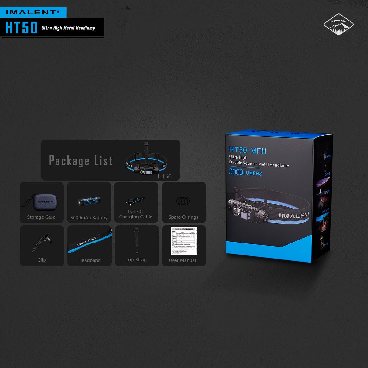 IMALENT HT50 Headlamp 3000 Lumen Led Rechargeable Flashlight, Super Bright Head Lamp with Red White Light for Camping, Outdoor, Running and Hiking