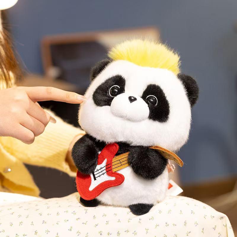 18cm New Simulated Music Panda Doll Stuffed Plush Toy Pillow Handmade Cartoon Anime Suitable Children's Birthday Gift Fun Doll