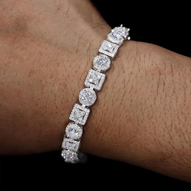 【#BS9250108】8mm 18K Gold-Plated Bracelet with Lab-Grown Moissanite Sparkling Chain Bracelet 100% 925 Sterling Silver