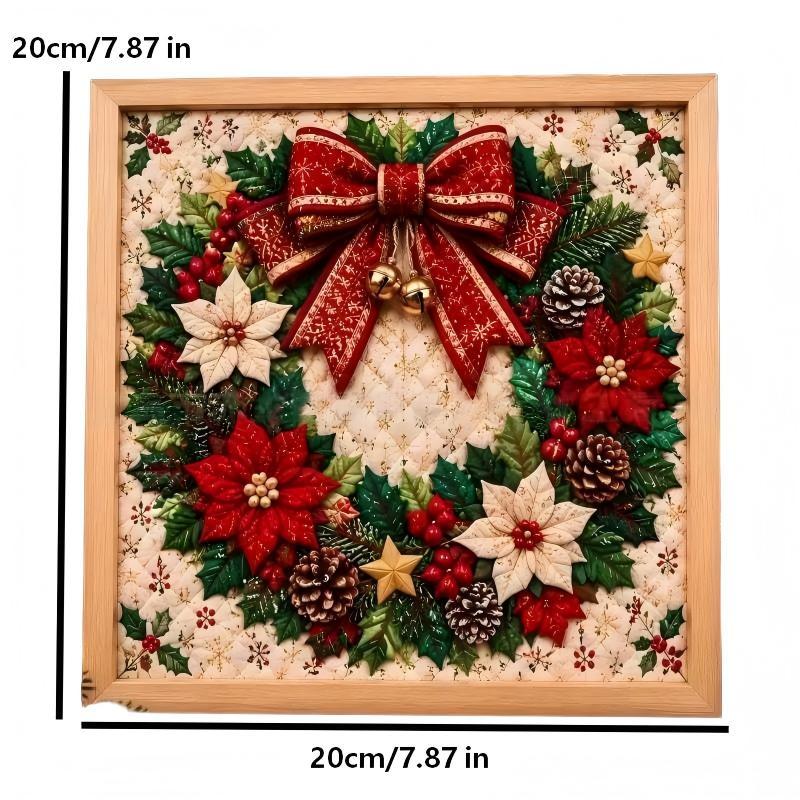 20cm Christmas Stocking Framed Wall Art vintage patchwork picture