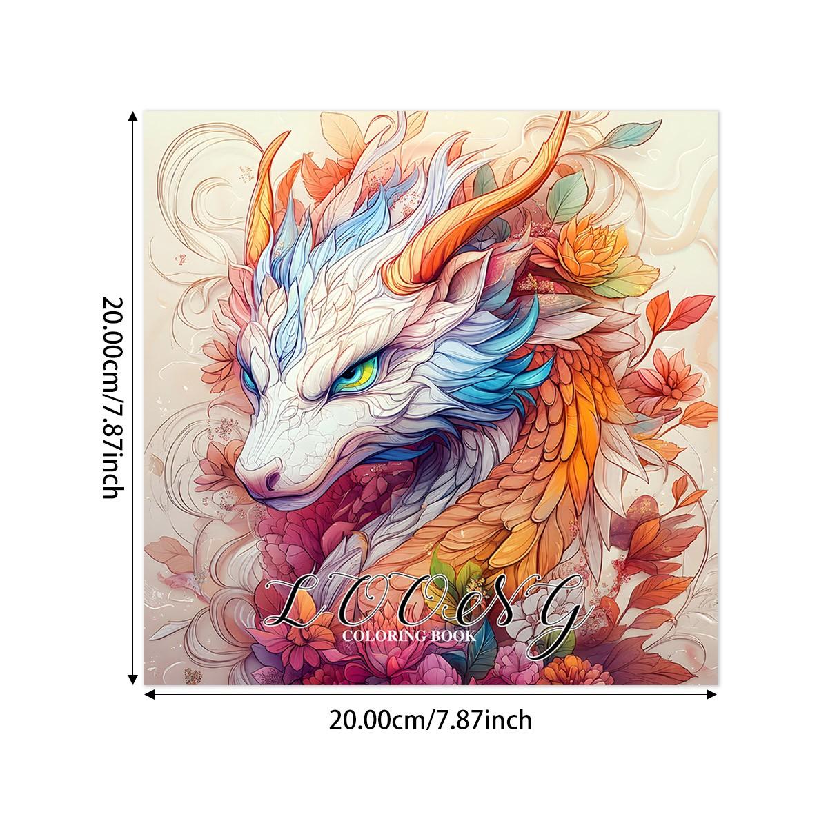 Dragon-Themed Coloring Book, 20 Pages Dragon Pattern Drawing Book, Art & Handmade Painting Frame, Suitable for Home School Office