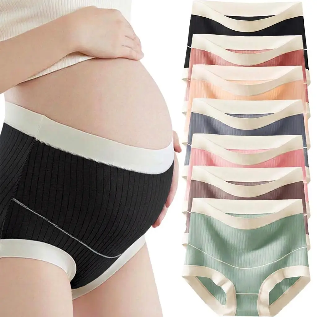 7-Pack Maternity Underwear Over Belly High Waist Plus Size M-5XL Cotton Gusset Pregnancy Postpartum Panties