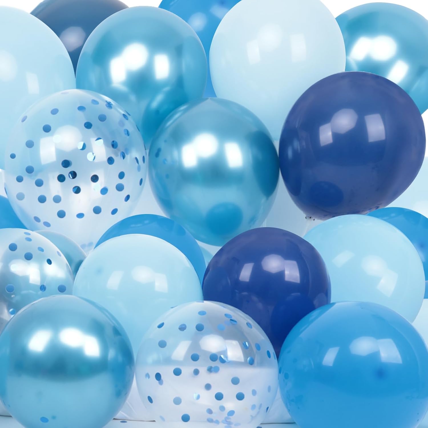 60 count 12inch Metallic Macaron Blue Matte Blue Balloons Navy Blue Latex Balloons for Birthday Wedding  Shower Boys Men Graduation Party Decoration