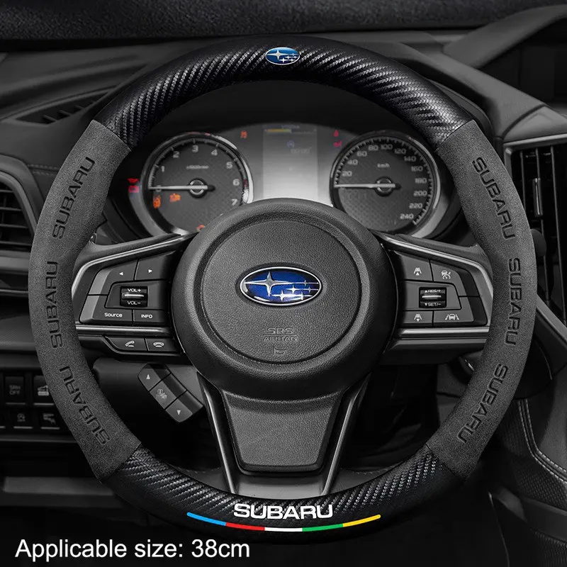 High Quality 38cm Car Carbon Fiber Leather Steering Wheel Anti-Slip Cover For Subaru Brz Wrx Xv Ascent Forester Outback Impreza Legacy Auto Accessories