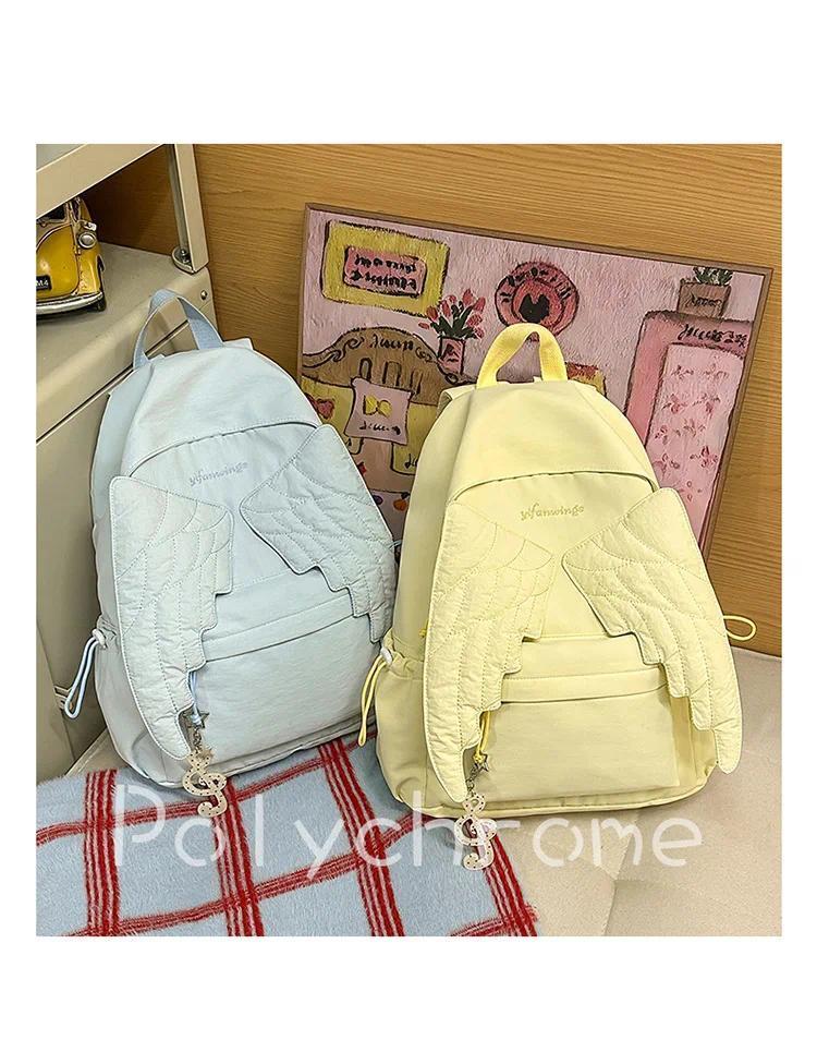 Angel's Wings Backpack for Girls Fashion School Bag for College Students Women Large Capacity Book Bag Lady mochila femininas