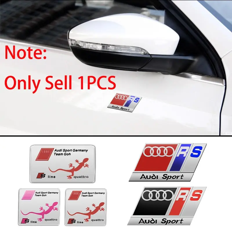 Audi Models 1Pcs Car Stickers Aluminum S Line RS Quattro Logo Emblem Badge Car Modification Accessories Auto Styling Body Rear Trunk Decoration Automobile Decals For Audi Sline QUATTRO RS A3 A4 8P 8V A5 A6 C6 C7 Q5 B5 B6 B7 B8 B9 Q3 Q2 Q7