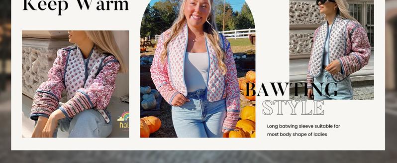 Molitree Women's Cropped Floral Quilted Jacket Cardigan Printed Lightweight Open Front Padded Puffer Coat