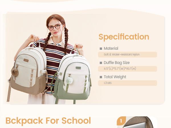 LOVEVOOK School Backpack for Teen Girls, Backpack for School, Teen Backpacks for 8-16 Teenage, Lightweight Bag with Laptop Compartment, Cute Bookbag for Girls, Casual Travel Bookbag