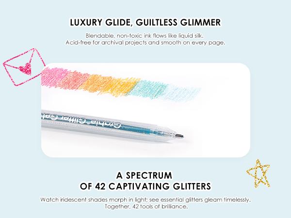 Grabie Capped Glitter Gel Ink Pen Set Of 42, HolidayHaul