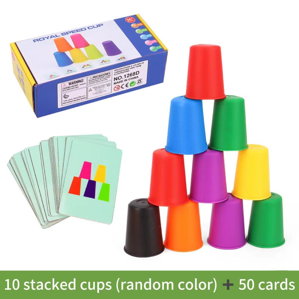 Montessori Plastic 10 Stacked Cups Game (Cup*10) - Unisex Non-Toxic Safe Washable Stress Relief Toy for Kids >3 Years Old, with Paper Game System & Cards, Aiding Intellectual Enlightenment, Color Recognition, Logic Training Montessori Plastic 10 Stacked Cups Game (Cup*10) - Unisex Non-Toxic Safe Washable Stress Relief Toy for Kids >3 Years Old, with Paper Game System & Cards, Aiding Intellectual Enlightenment, Color Recognition, Logic Training