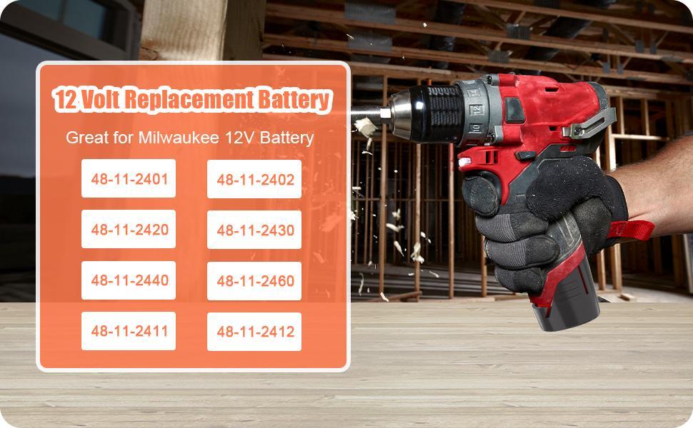 3Ah 12V Lithium Battery Compatible for Milwaukee 12V Battery, Compatible for Milwaukee ∧∧-12 Battery 12 Volt Cordless Tools 48-11-2401 48-11-2412 48-11-2411 48-11-2420 48-11-2440 power tool batteries drill battery 3Ah 12V Lithium Battery Compatible for Milwaukee 12V Battery, Compatible for Milwaukee ∧∧-12 Battery 12 Volt Cordless Tools 48-11-2401 48-11-2412 48-11-2411 48-11-2420 48-11-2440 power tool batteries drill battery