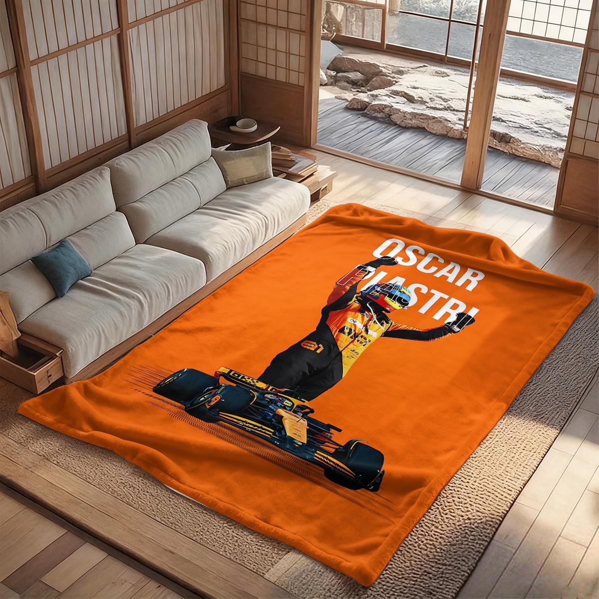 Oscar Piastri connection  flannel blanket, exclusive gift for home, office, camping travel, personalized pattern design, modern style, soft texture