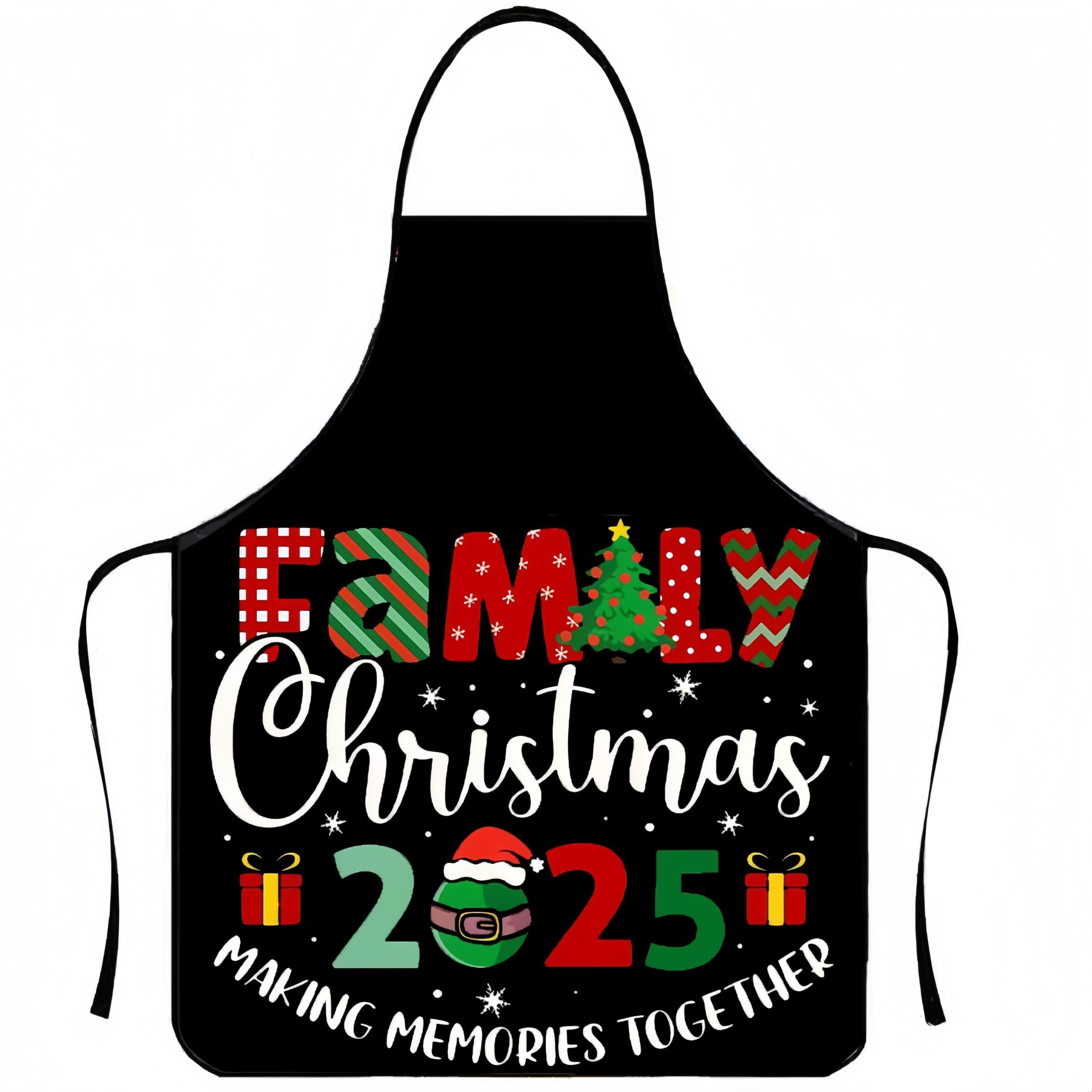 Christmas 2025 Pattern Apron, 2 Counts Polyester Kitchen Cooking Aprons, for Cooking, Christmas Gift, Winter Apron for Women,Christmas Decorations,Nails Design Tool,Kitchen Accessory