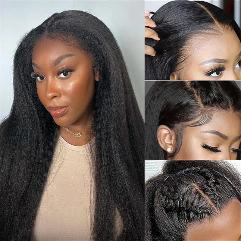 Bling Hair 13x6 Kinky Straight Lace Front Wigs Human Hair Pre Plucked 13x6 HD Transparent Frontal Wigs Real Human Hair Wig for Women