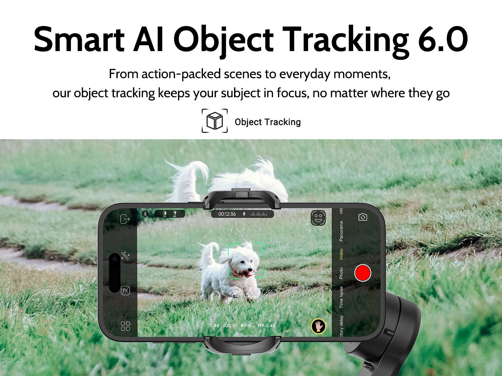 AOCHUAN Gimbal Stabilizer for Smartphone, 3-Axis iPhone Gimbal, Portable Gimbal w/OLED Display for iPhone/Andriod, Gimbal stabilizer, Phone Gimbal stand with Face/Object Tracking for Tiktok Youtube, long-short video, Vlog-Smart X Pro black