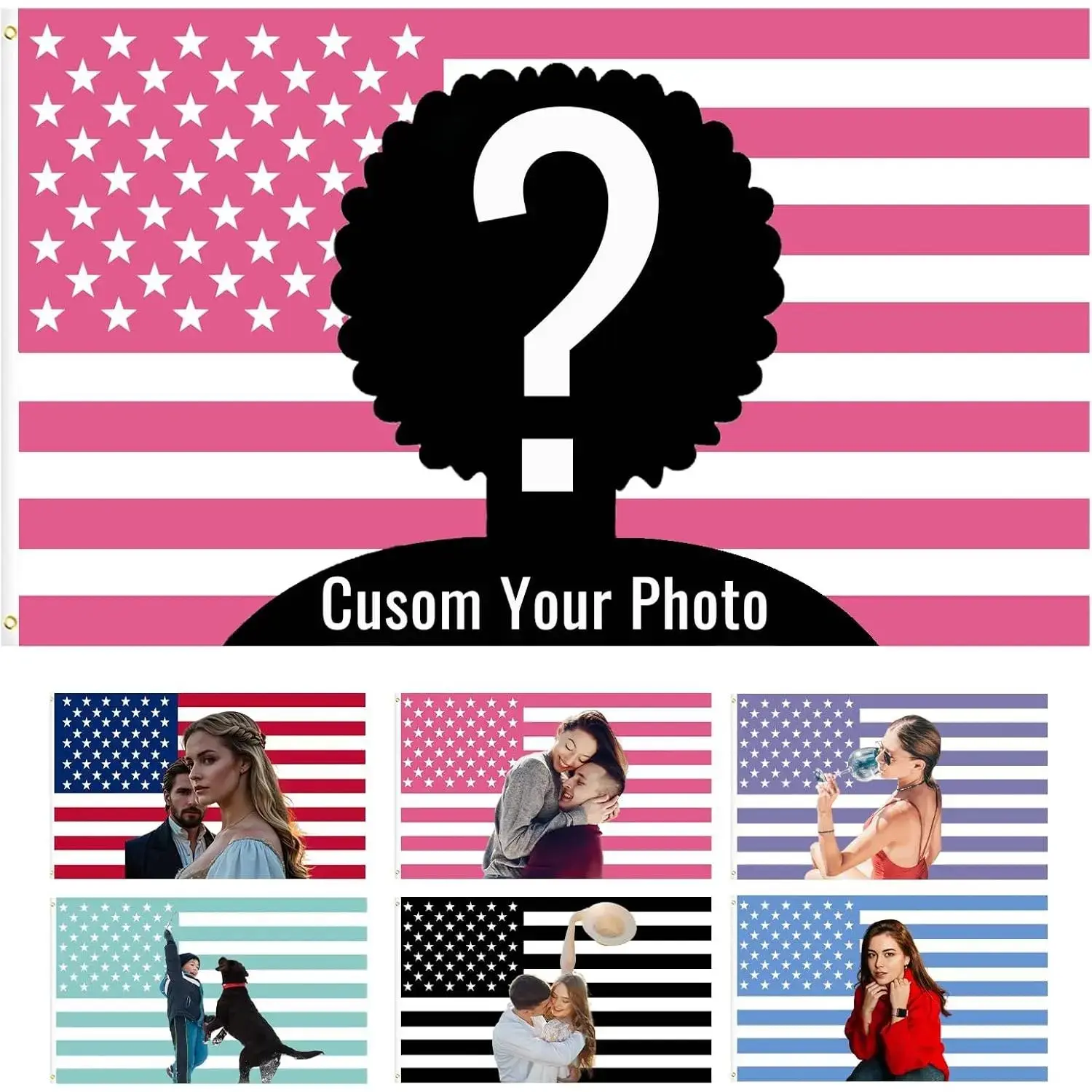 3x5 Ft Custom Pink American Flag Wall Hanging - Personalized Synthetic Full-Print Tapestry, Decor, Room Decor, Lightweight Christmas Family Gift for Bedrooms Outdoor, Hand Washable Custom Flags
