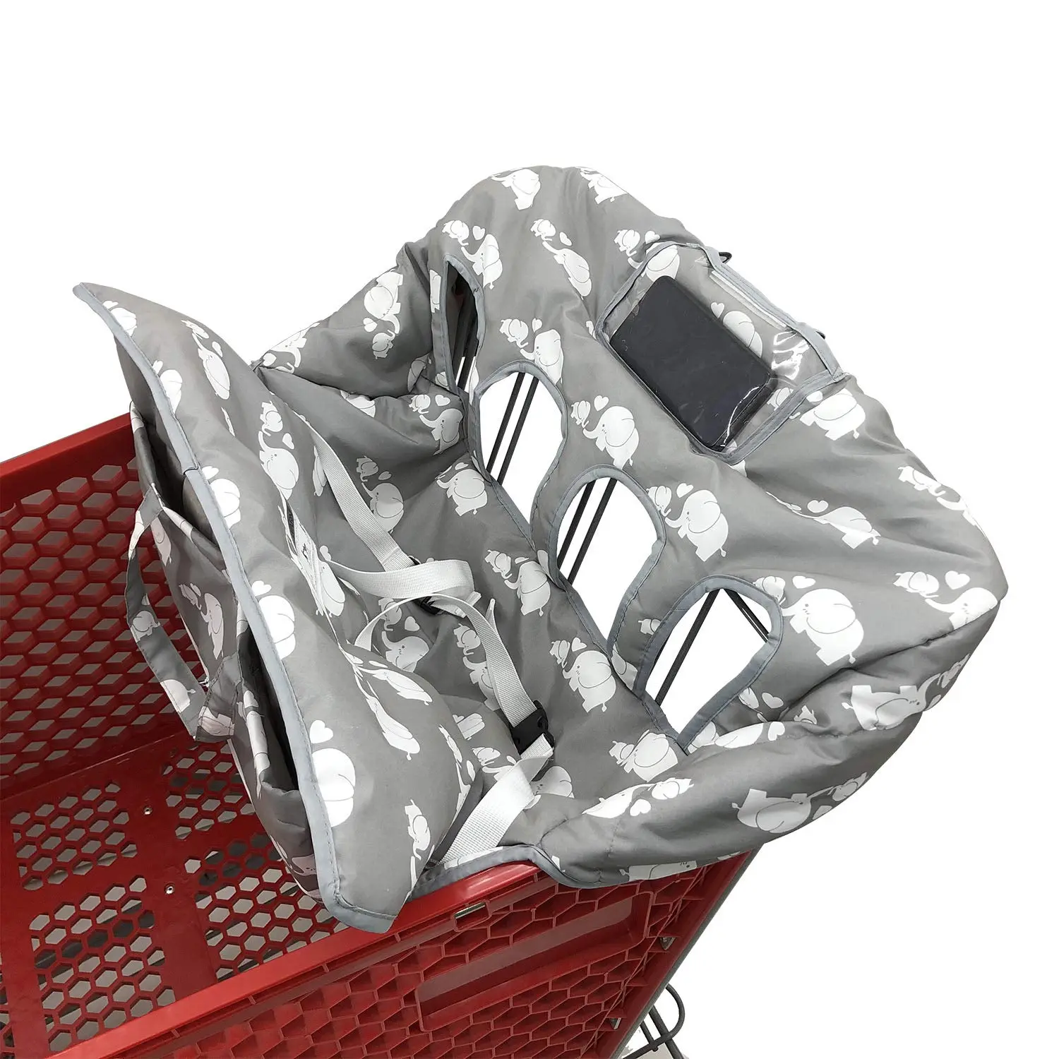 Star Pattern Double Shopping Cart Cover for Siblings & Twins, Collapsible Fabric Seat with Carrying Case for Large Warehouse Carts, Foldable, Portable, Large Carts