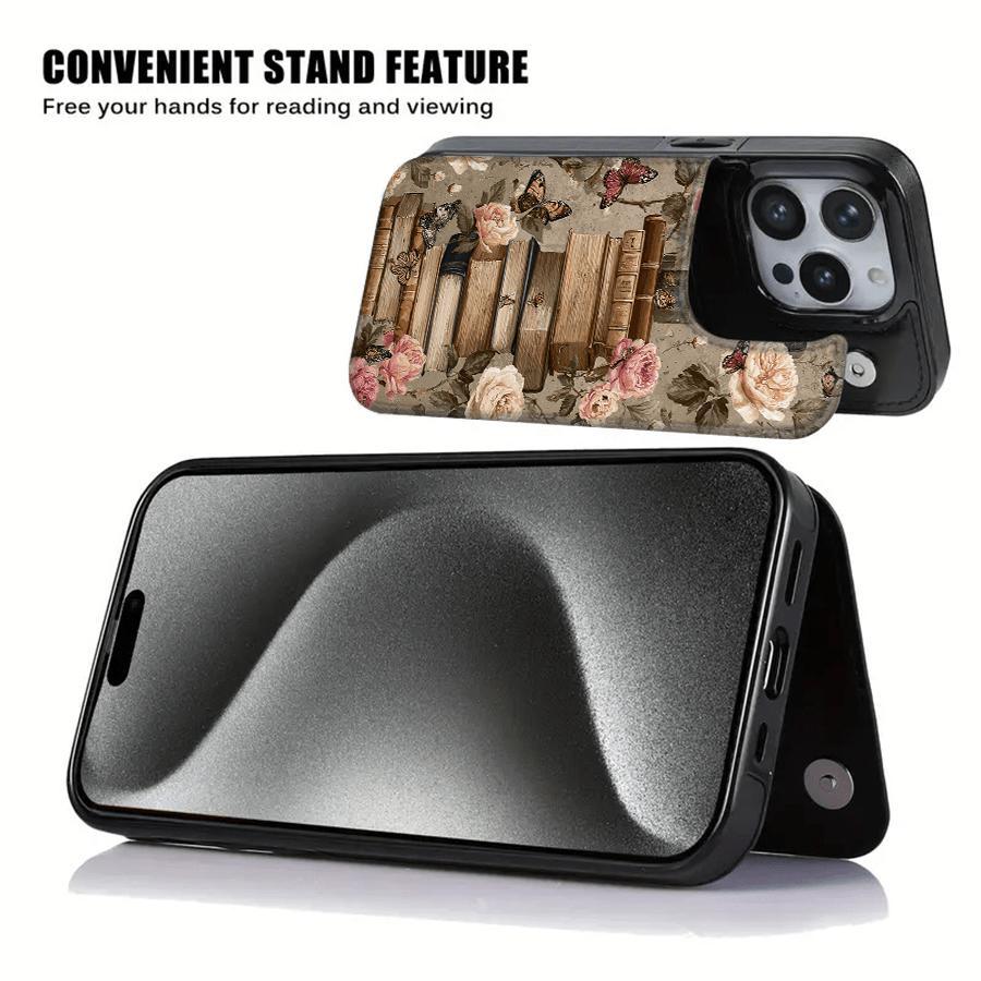 Floral Smartphone Casing - Handheld Cellphone Accessory with Card Slot for Bank/Public Transport Cards, Compatible with iPhone 17/16/15/14/13/12, Great Holiday Gift for Loved Ones