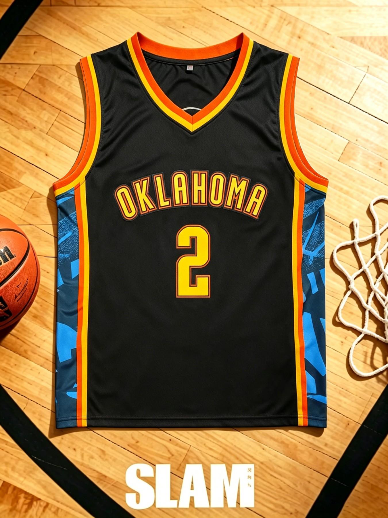 Men's Letter & Number 2 Embroidery Basketball Jersey, Loose Casual Breathable Quick Drying Basketball Vest, Basketball Clothing for Outdoor Sports Jersey Shirts, Sports Top, Embroidered Basketball Jersey