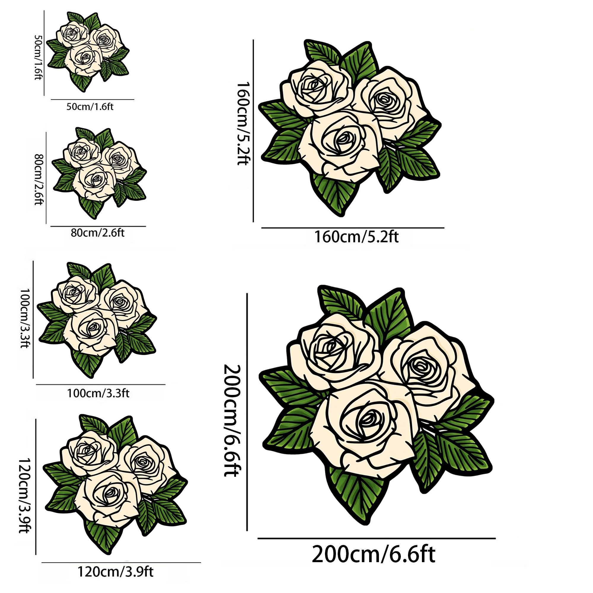 Vintage Cream Rose Shaped Rug, French Luxury Floral Living Room Bedroom Carpet, Soft Comfortable Mat for Coffee Table Sofa Tea Table Dressing Room