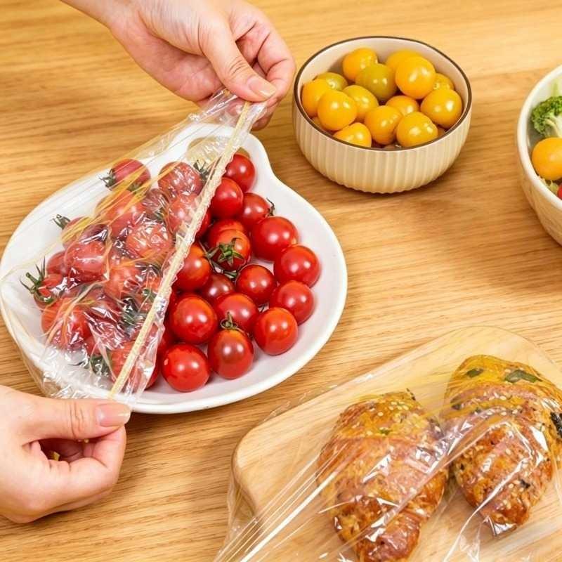 99/350/500 Disposable Food-Grade Cling Wrap and Multi-Function Food Cover Sets, Elastic and Durable Covers for Leftover Storage, Refrigerator and Table Dustproof, Large Capacity, Easy-To-Use No-Tear Film for Home Kitchen