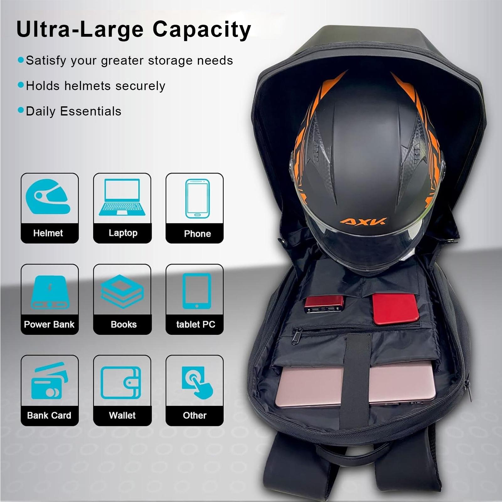Smart LED Programmable Motorcycle Backpack Waterproof Hard Shell, Large Capacity Full-Size Helmet and Laptop, University Gift Birthday Christmas Gift, University Gift, Cool Gift for Boys, LED Cool Backpack（Requires Self Provided Power）
