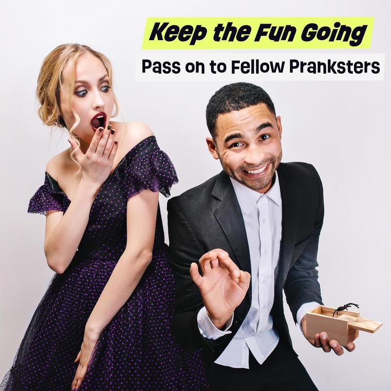 The Original Spider Prank Box- Funny Wooden Box Toy Spider Prank, Hilarious April Fools Day, or Birthday Surprise Toy and Gag Gift Practical Joke Bromas Kit