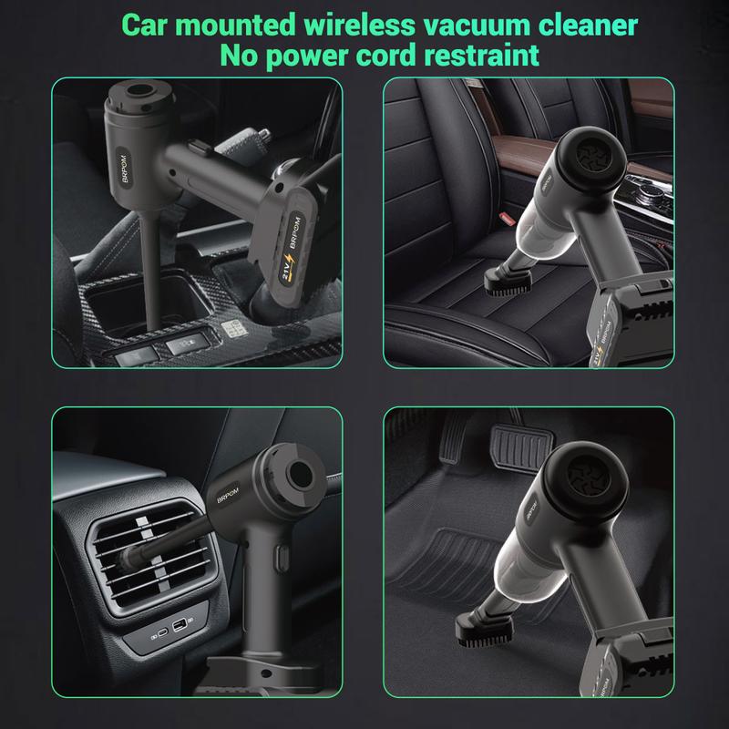 BRPOM Car Vacuum Portable Cordless, 25000PA High Power Suction & Blower, Wireless Handheld Vacuum Cleaner for Car, Home, Office, Pet