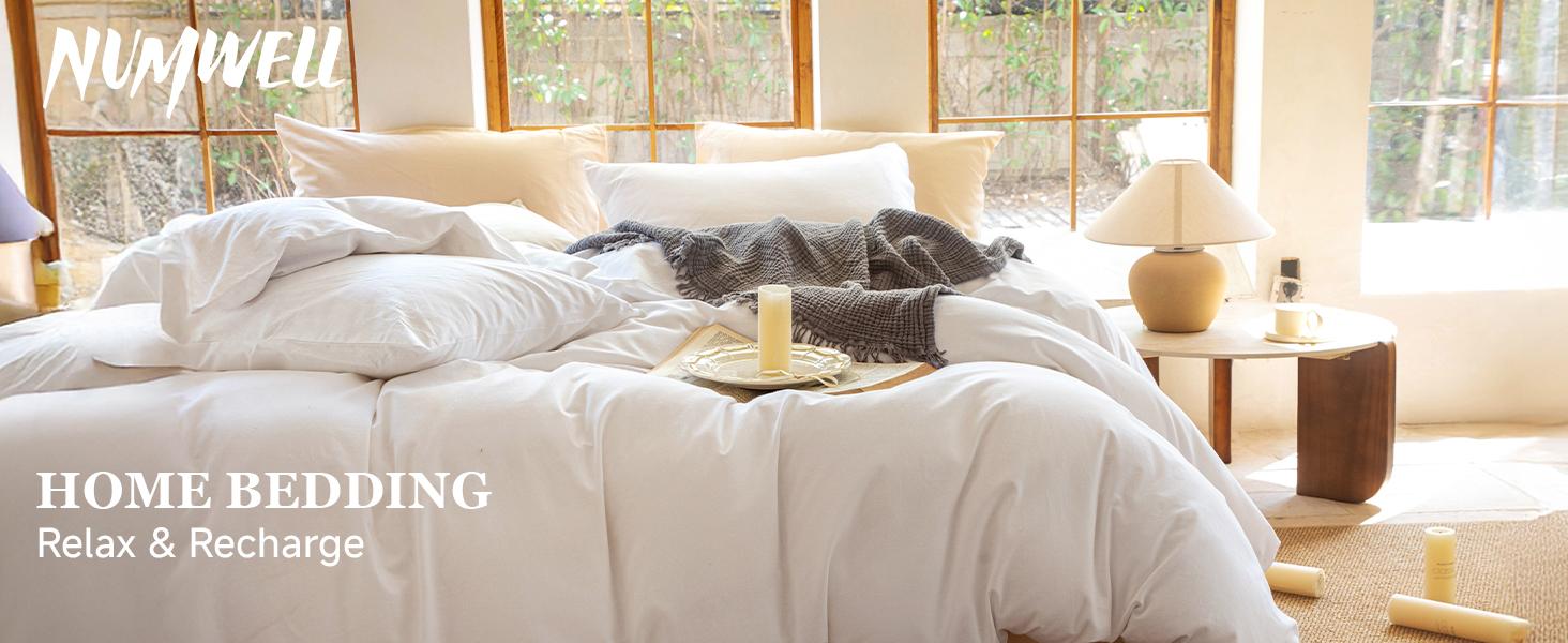 Linen Duvet Cover Set, Linen Cotton Blend Bedding Set, Cooling & Breathable, Duvet Cover and Pillowcase, Quilt not Included