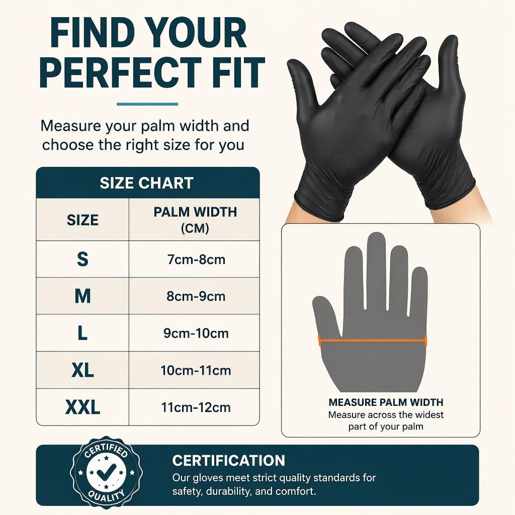 100PCS Nitrile Exam Gloves, 3 Mil Medical Disposable Latex-Free Powder-Free, Non Sterile For Tattoo, Dental, Bulk