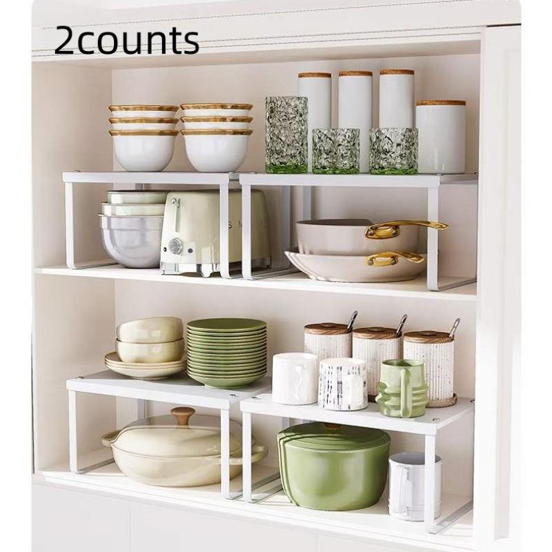 Kitchen Cabinet Organizer Set, Multi-Layer Storage Rack Easy Assembly for Pots, Bowls, Dishes, Spices, Countertop Shelf, Cupboard Dividers, Kitchen Organizers