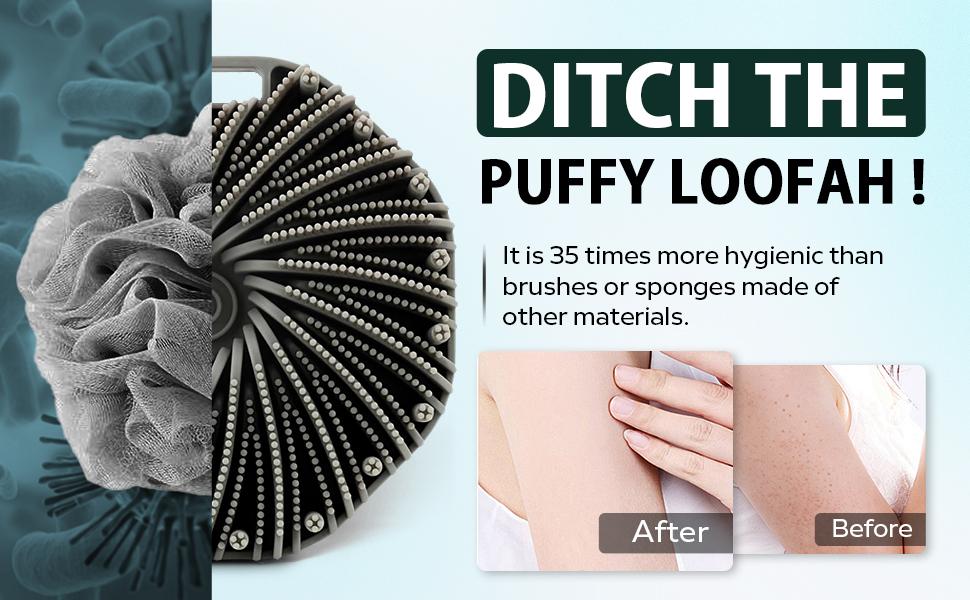 Body Scrubber, Antimicrobial Silicone, Exfoliating for Sensitive Skin,Bath & Shower Body Brush, Shower Accessories，Soft Silicone Body Scrubber Shower Brush