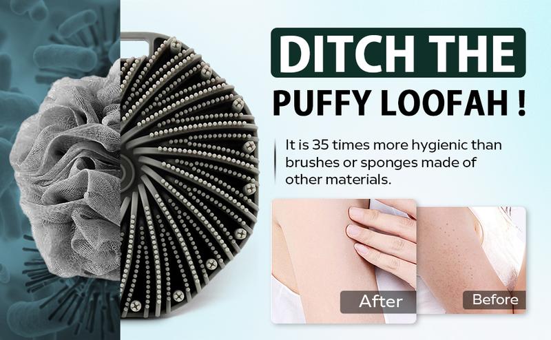 Body Scrubber, Antimicrobial Silicone, Exfoliating for Sensitive Skin,Bath & Shower Body Brush, Shower Accessories，Soft Silicone Body Scrubber Shower Brush