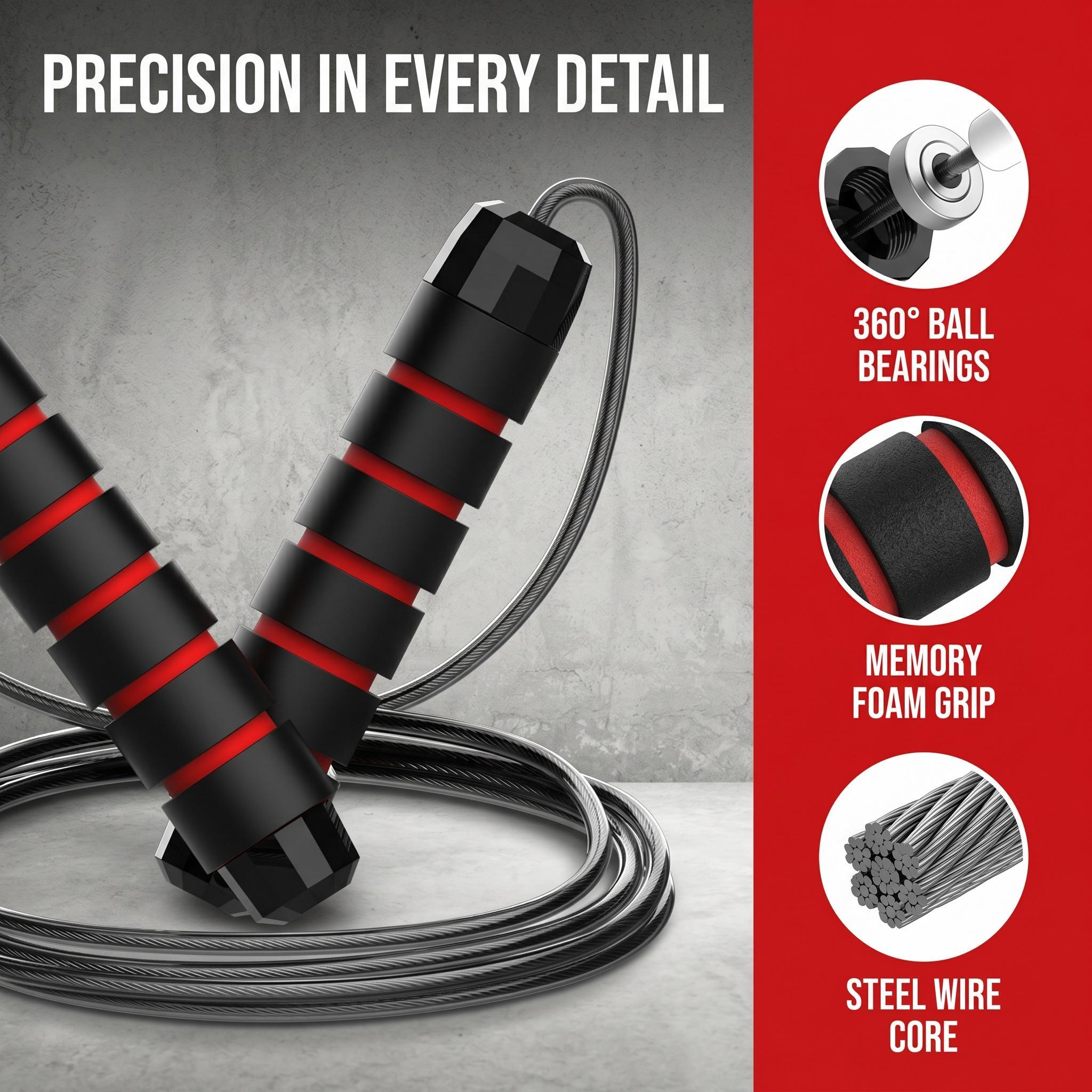 Steel Wire Jump Rope, Anti-Slip Foam Handle Adjustable Fitness Skipping Rope for Home Workout Gym Exercise-YY1