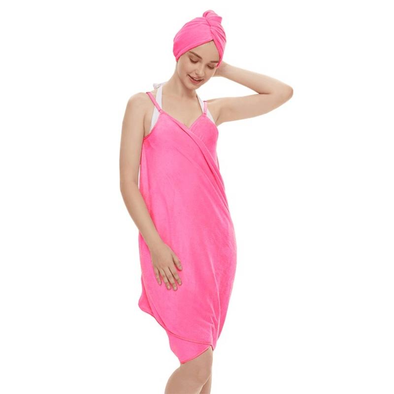 Women's Strapless Bathrobe Set, Backless Wearable Towel, Sleepwear Dress, Outdoor Travel, Valentine's Day Gift