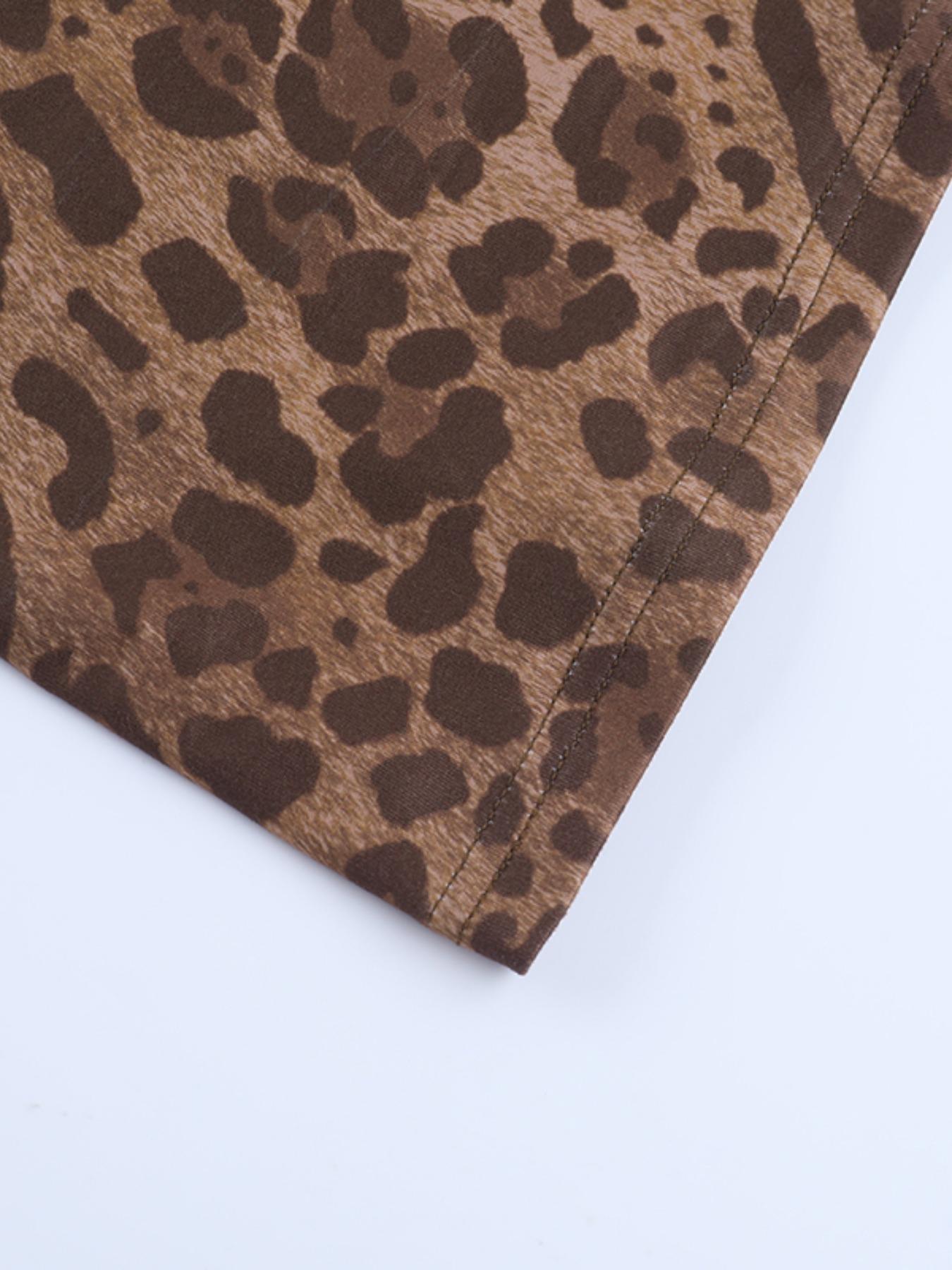 Women's Leopard Print Halter Fish Tail Fitted Dress, Elegant Summer Party Dresses, Sexy Backless Design, Perfect for Night Out & Casual Wear