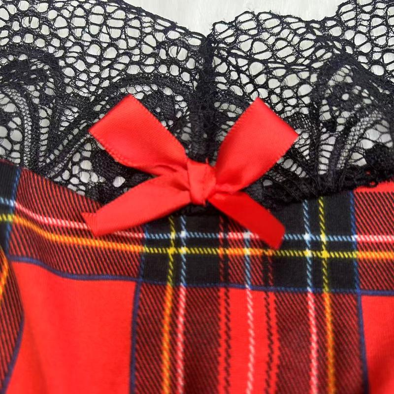 Women's Contrast Color Lace Trimmed Bow Decor Camisole & Shorts Pajama Set ，Women Two Pieces Sleepwear, Homewear Lounge Set