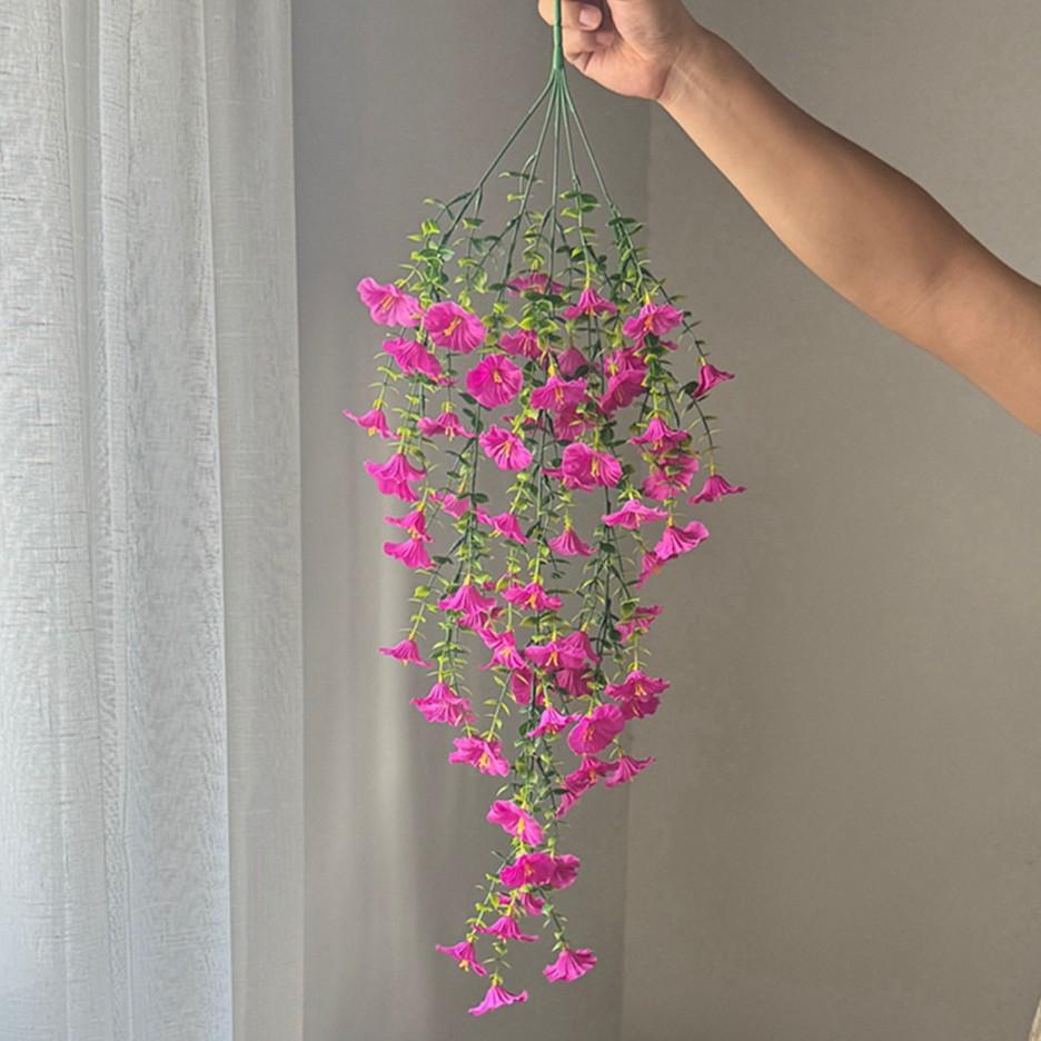 High-Quality Hanging Ivy Trumpet Flower Bouquet, Outdoor Garden Decoration, Realistic Fake Flowers, Factory Direct Sale