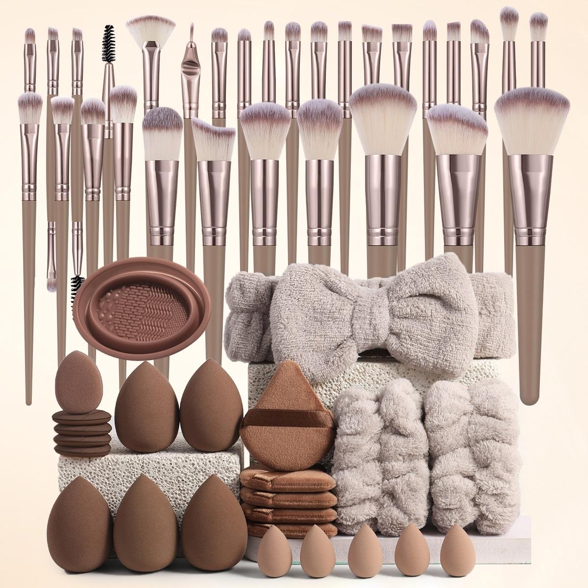 54PCS Professional Makeup Tool Set - Complete Cosmetic Brush, Sponge, Puff, Headband & Brush Cleaning Bowl Kit - Multi-Use Facial Makeup & Cleaning Accessories for Daily & Pro Use, All-in-One Makeup Essentials Set ,Gifts For Women