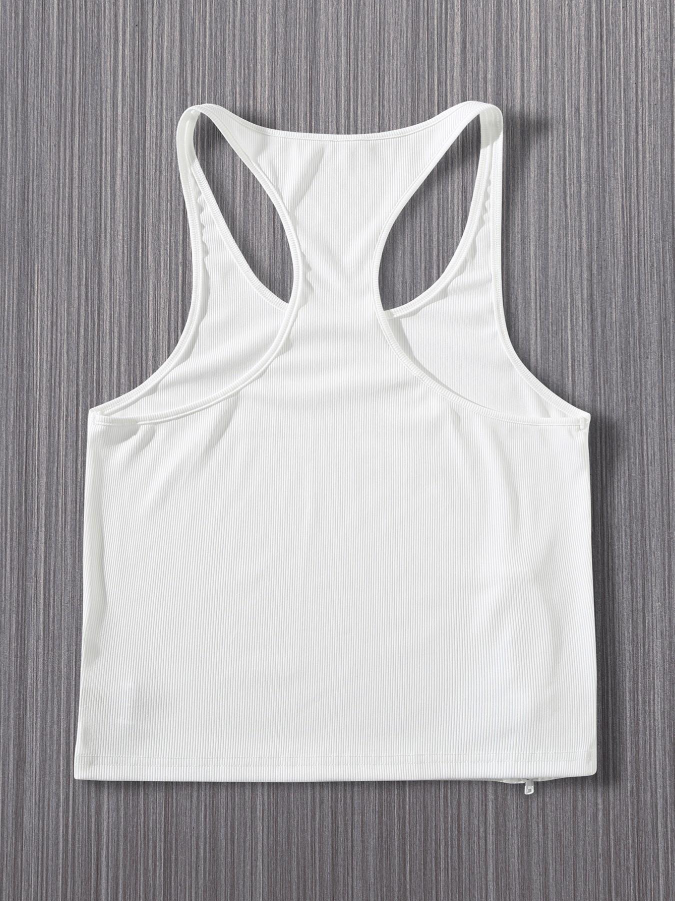 Men's Fitness Tank Top, Quick-Dry High Elasticity, Side Zip Design, Sleeveless T-Shirt, Gym Training, Running, Basketball, Tight Fit