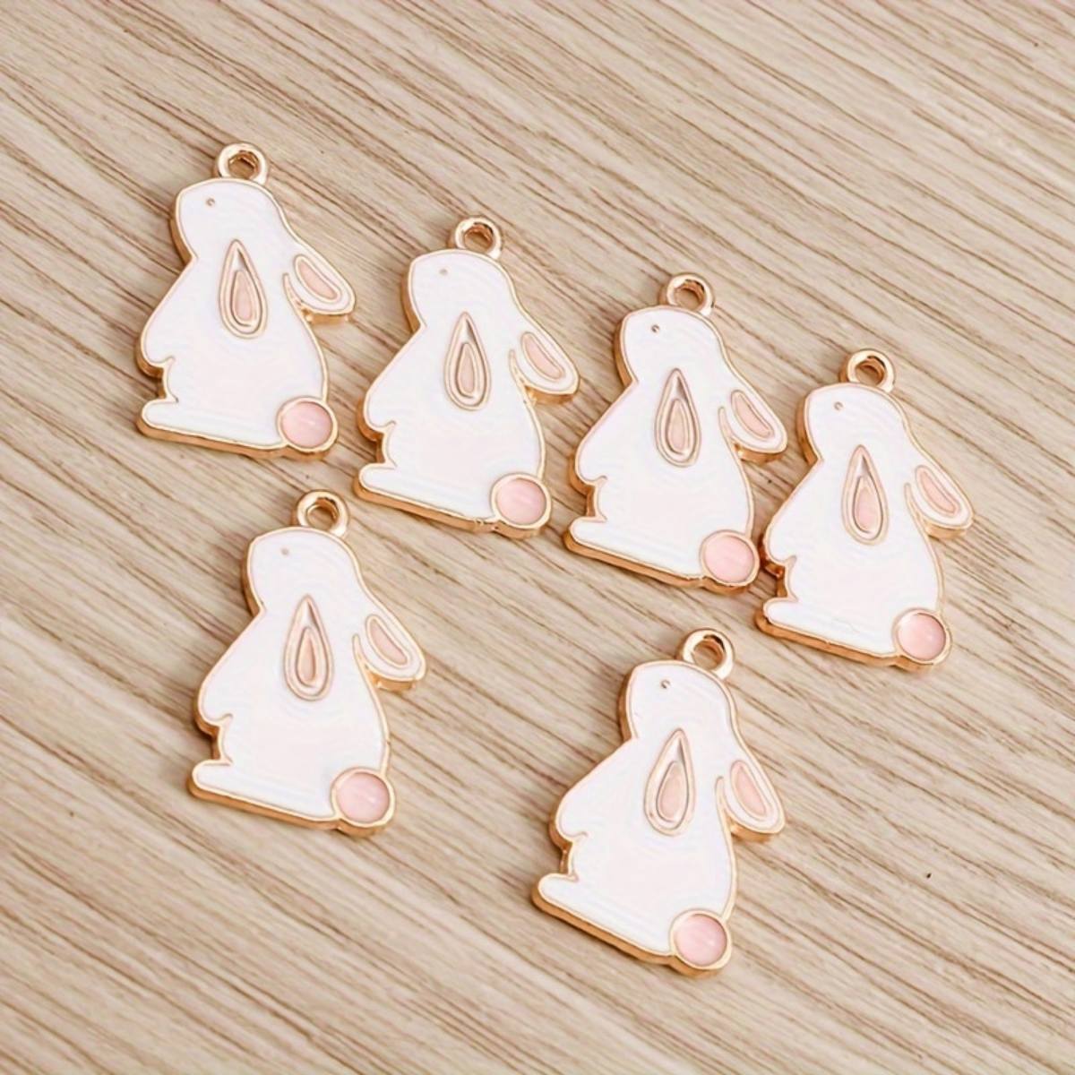 Cartoon Jewelry DIY Accessories, Alloy Oil Drop Rabbit Keychain Pendant Material, Cute Bunny Claw Charm for Crafts and Gifts