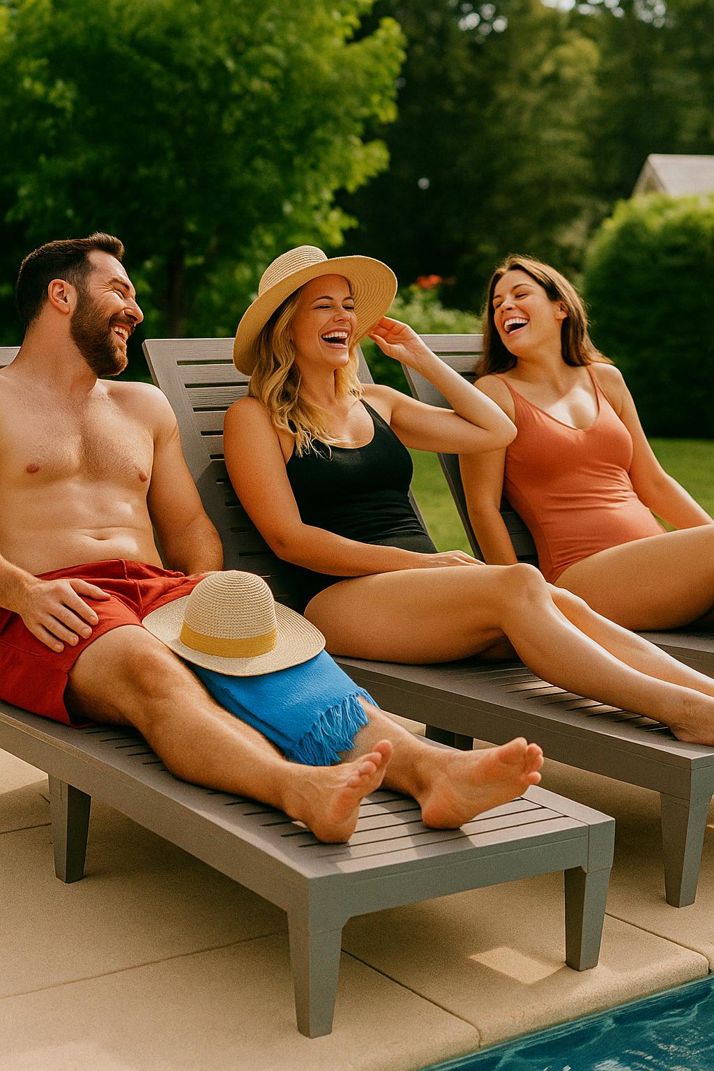 Unikito Lounge Chair Outdoor Set of 2 for Patio, Weather-Resistant Tanning Chair Recliner with Adjustable Backrest, Sun Lounger for Outside Deck, Pool, Poolside, Porch, Beach, Light Brown