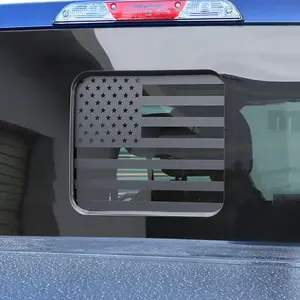 Rear Window American Flag Decal for Ford F150/F250/F350 2015-2021 2022 2023 2024 2025 2026 Back Middle Sliding Window USA Flag Vinyl Sticker Exterior Accessories, Matte Black