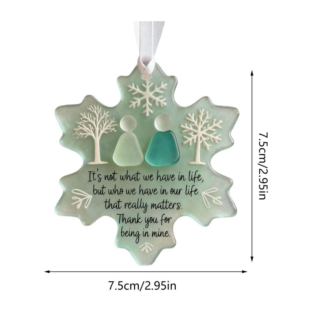 Heart-Shaped Acrylic Friendship Ornament, Eternal Friendship Theme, Snowflake Shape Decor, Acrylic Art Gift, Festive Hanging Pendant