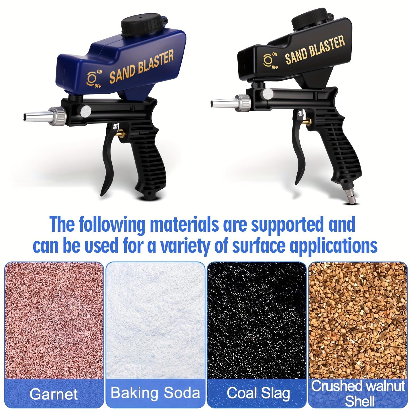 Portable Ergonomic Sandblaster for Paint and Rust Removal, 600cc Capacity, Adjustable Gravity Feed, Compatible with Multiple Abrasives, Sandblasting Tools